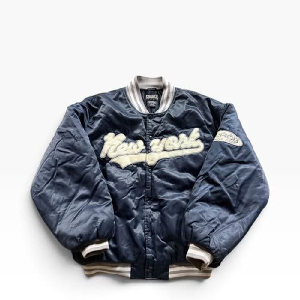 Vintage Source New York Dragon Embroidery Varsity Bomber Jacket XL